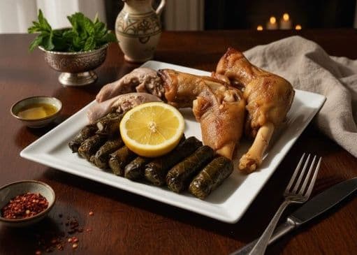 كوارع مع لسانات وورق عنب